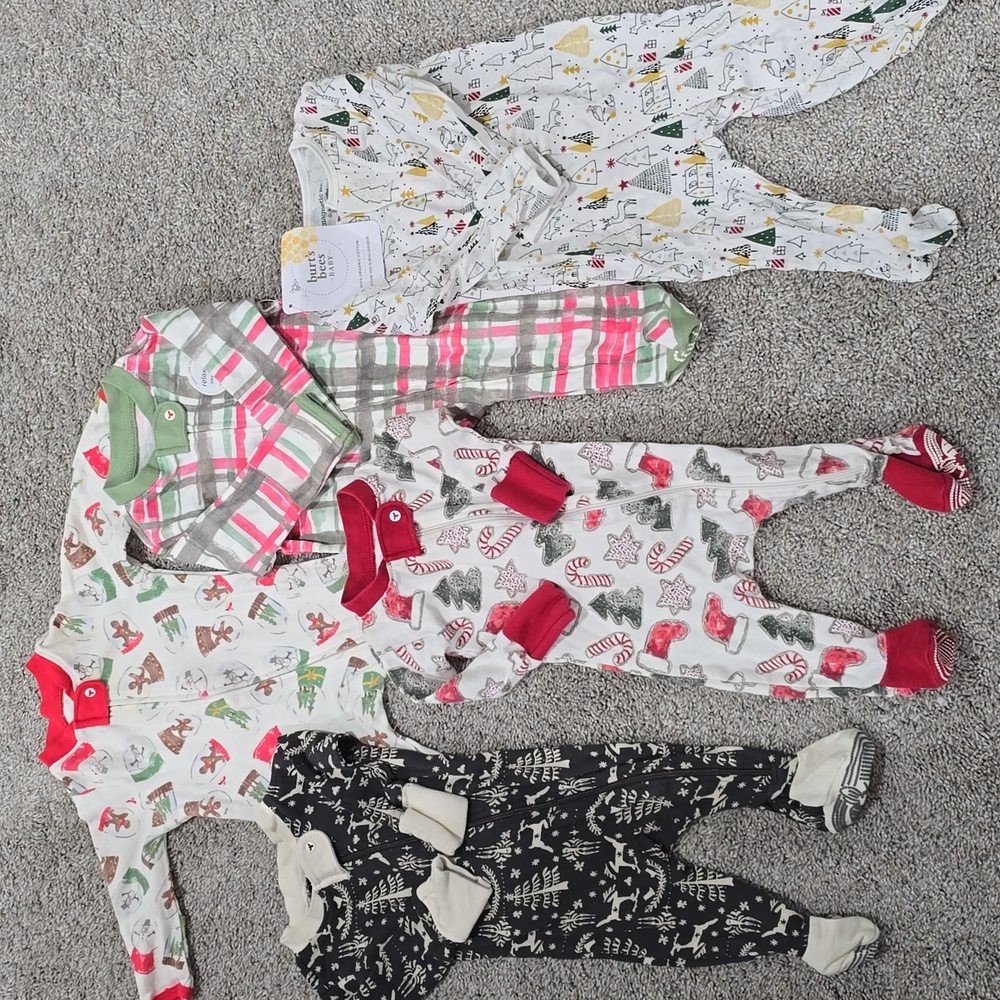 Magnetic Me Festive & Burts Bees Baby One Pieces- Red, Green, Black, White
